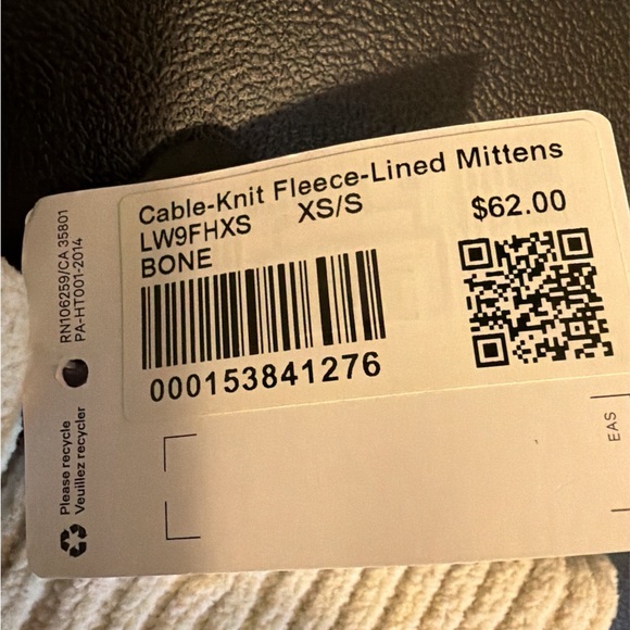 Lululemon Cream Cable Knit Mittens - Picture 3 of 3